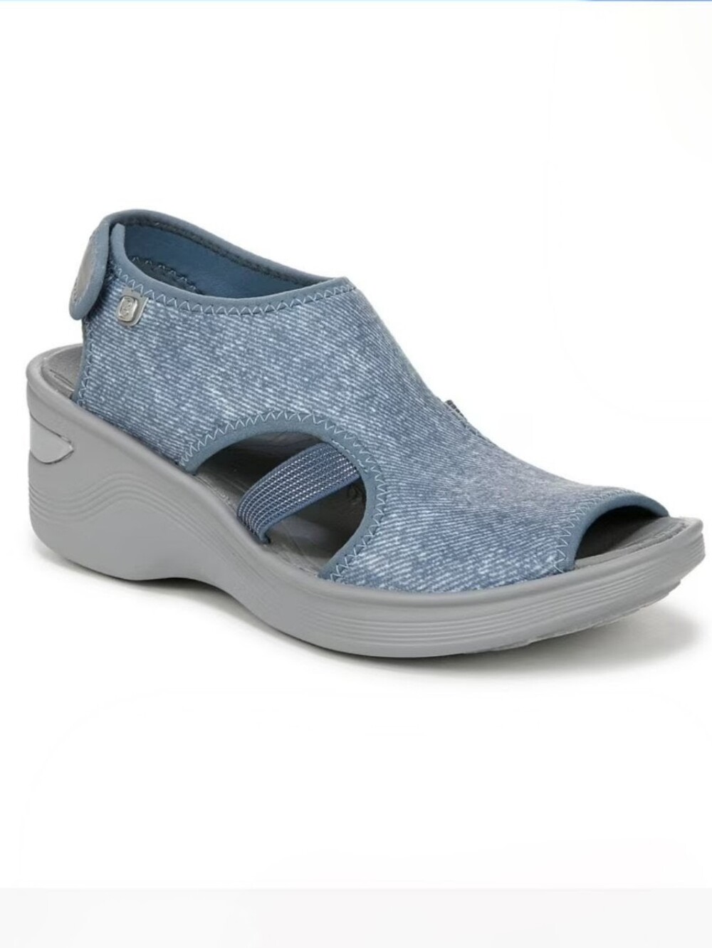 BZees Dream Sandal Denim Stretch Slingback Wedge – Adjustable Strap – W 6.5 Wide